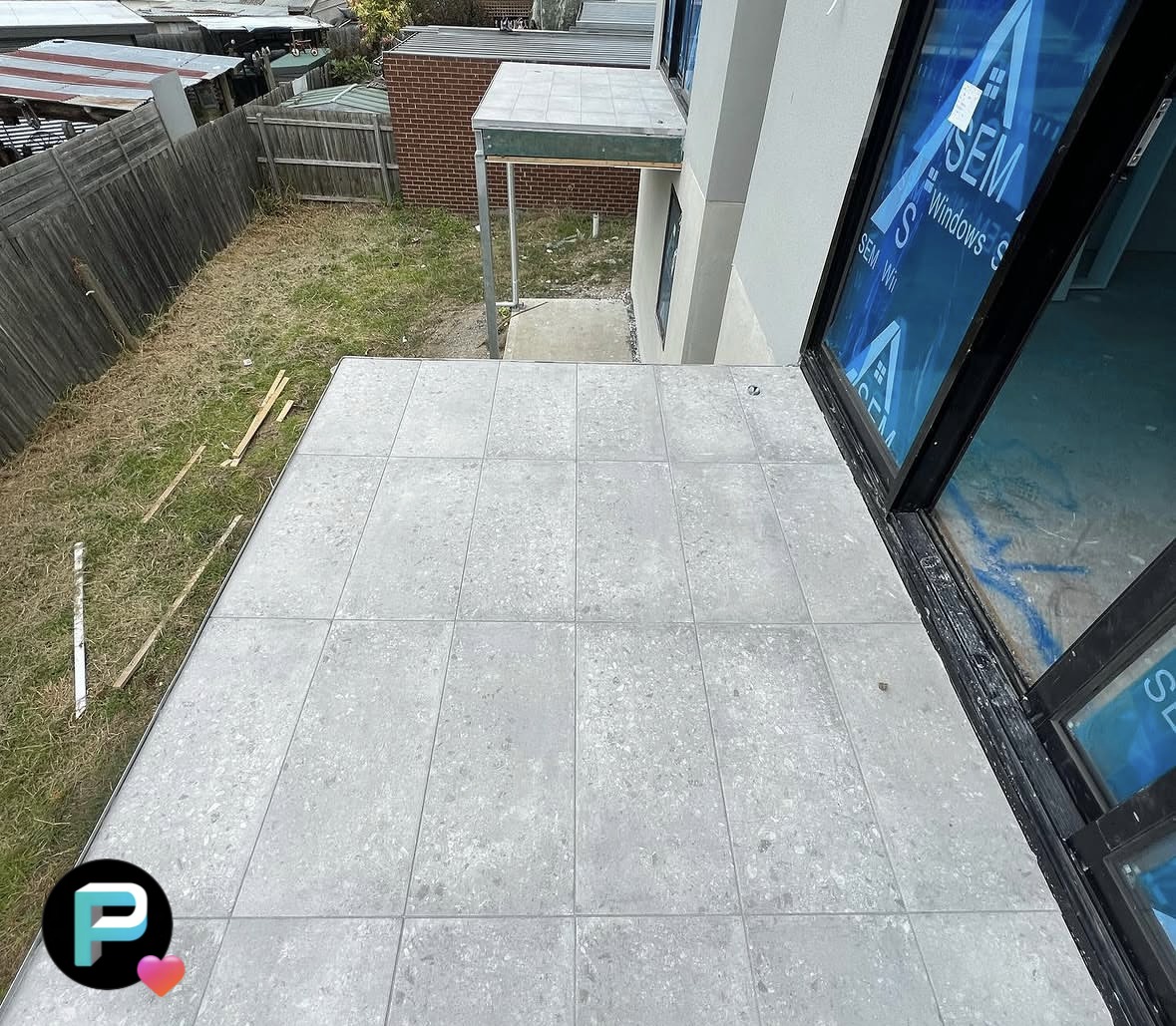 External Paving & Balcony Works: External paving and balcony surface works, shown across the completed tiled surfaces.