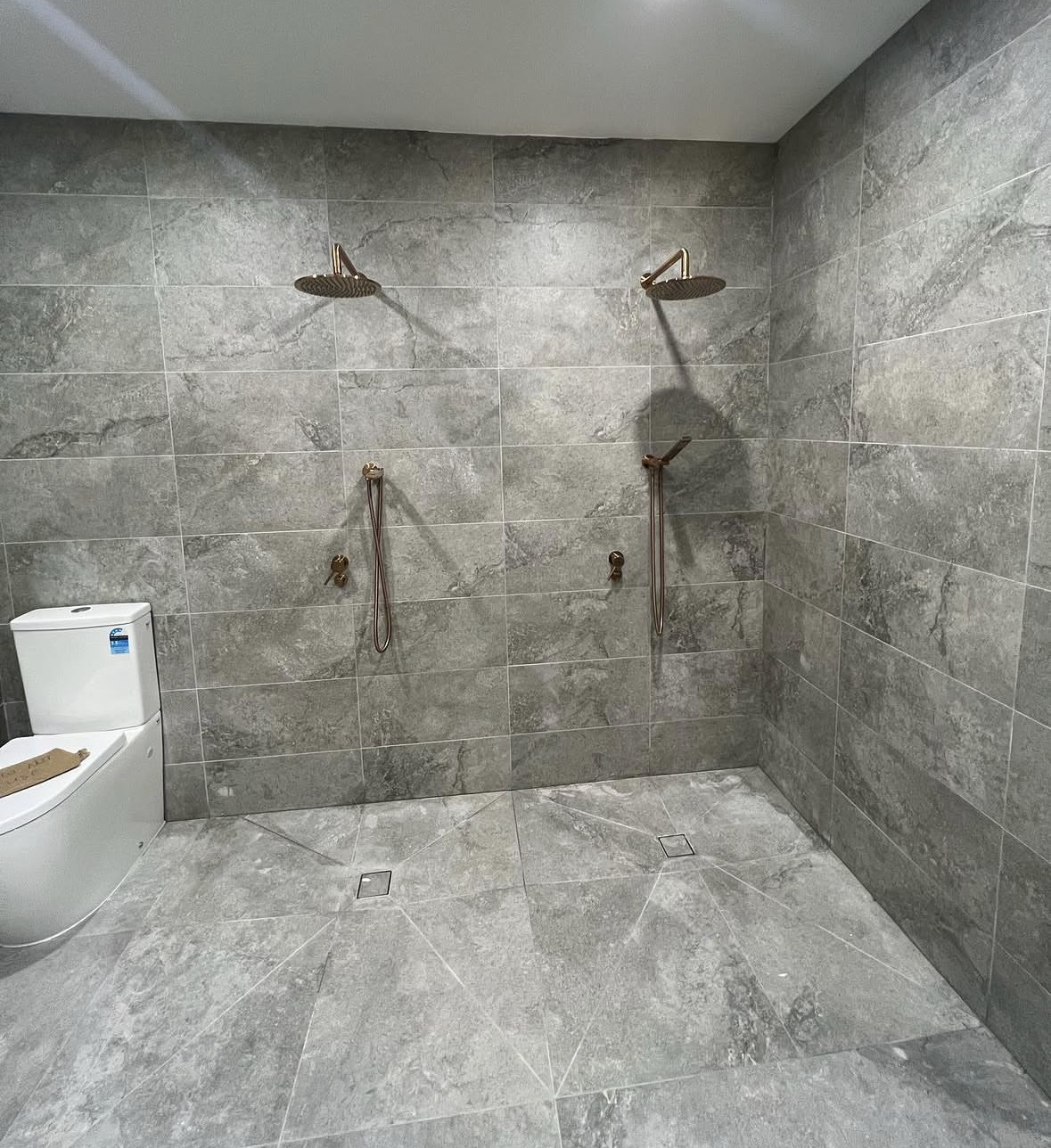 Large-format tile detail in a residential shower
