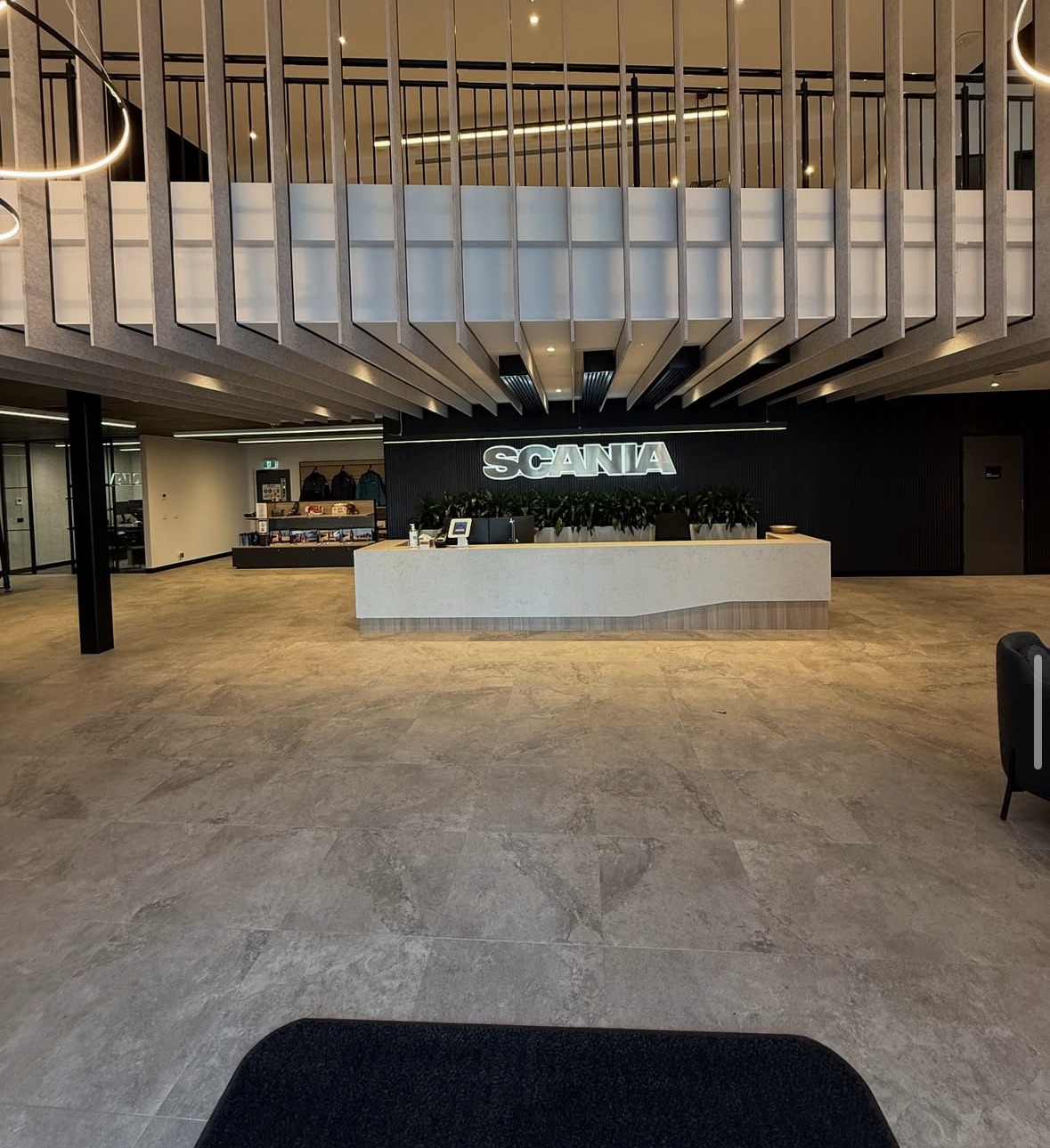 Reception and tiled floor